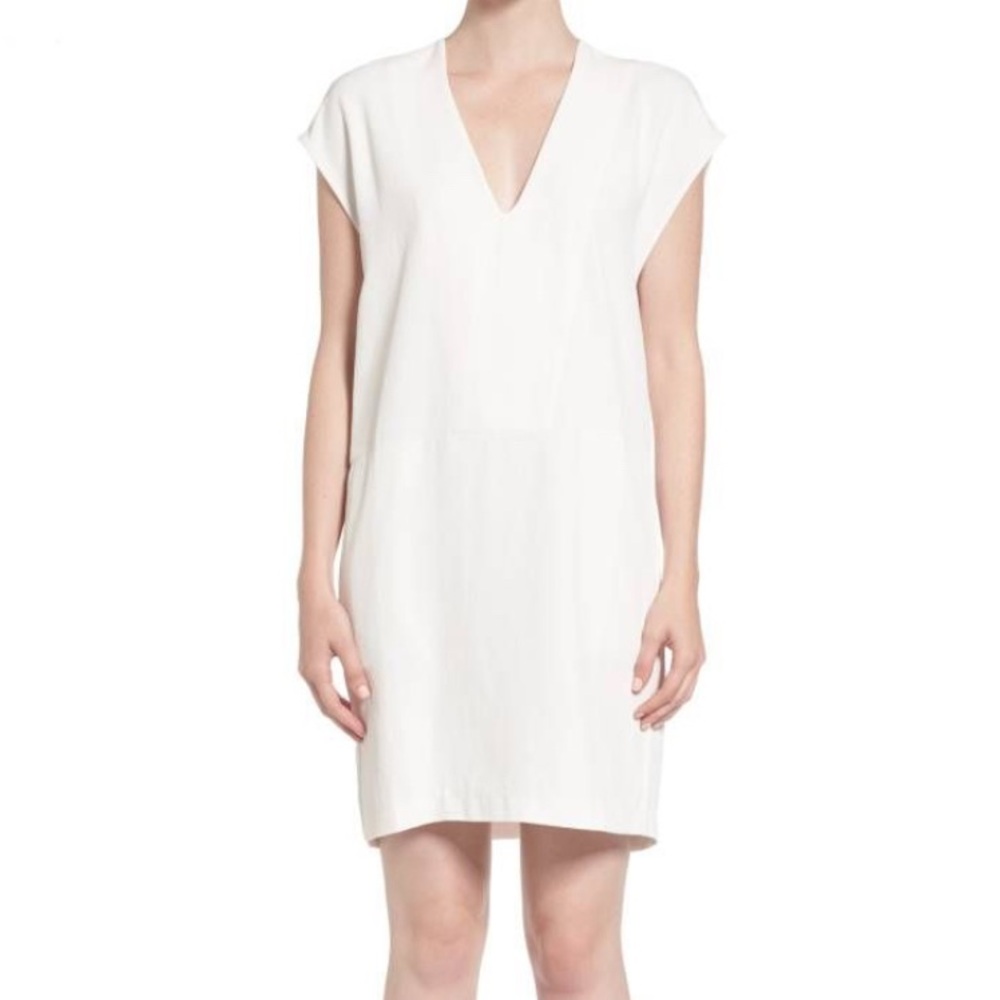 Everlane Off-White Japanese GoWeave Sleeveless Cocoon V-Neck Sheath Dress 0 XS